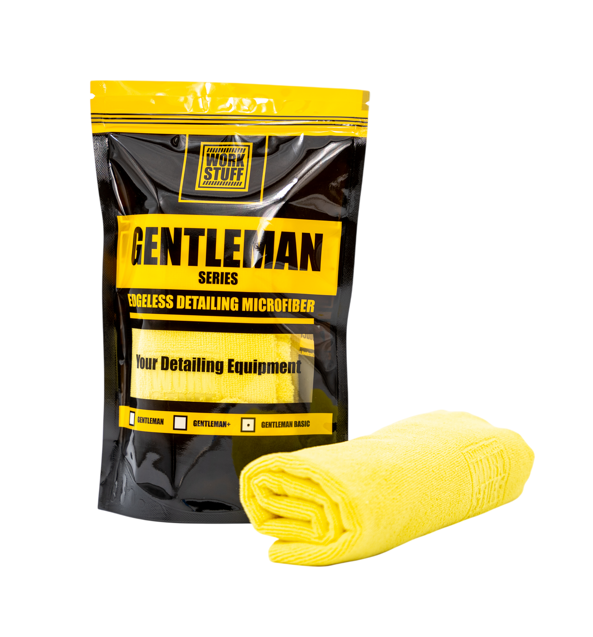 Lot de 5 microfibres de detailing jaunes Glam auto Detailing Work Stuff Gentleman avec emballage