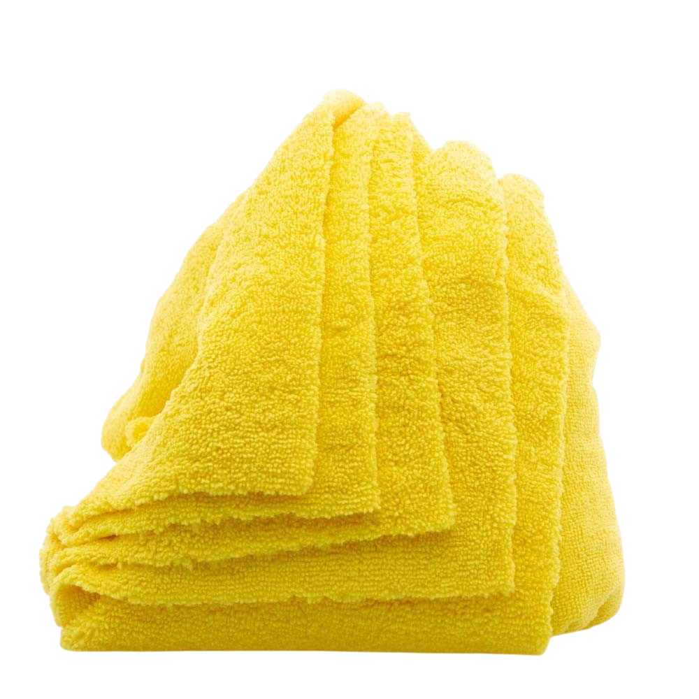 Lot de 5 microfibres de detailing jaunes Glam auto Detailing, double face, 40x40cm, bords découpés au laser