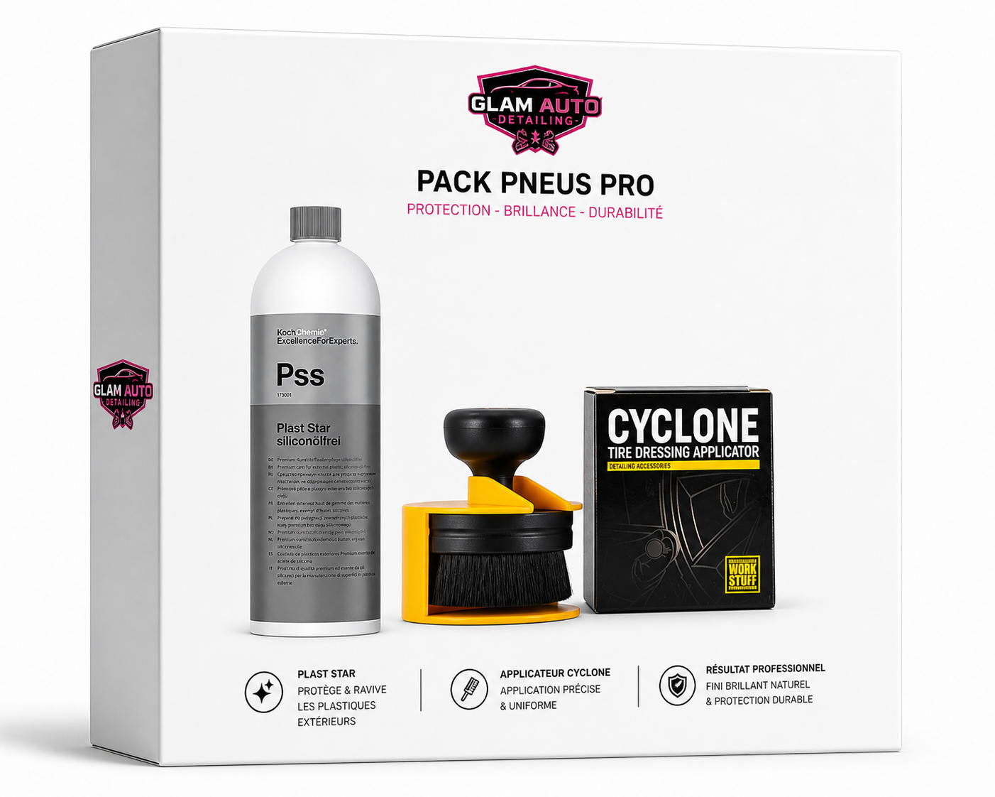 Pack Brillant pneus Plast Star (PSS) Koch Chemie + Applicateur Cyclone