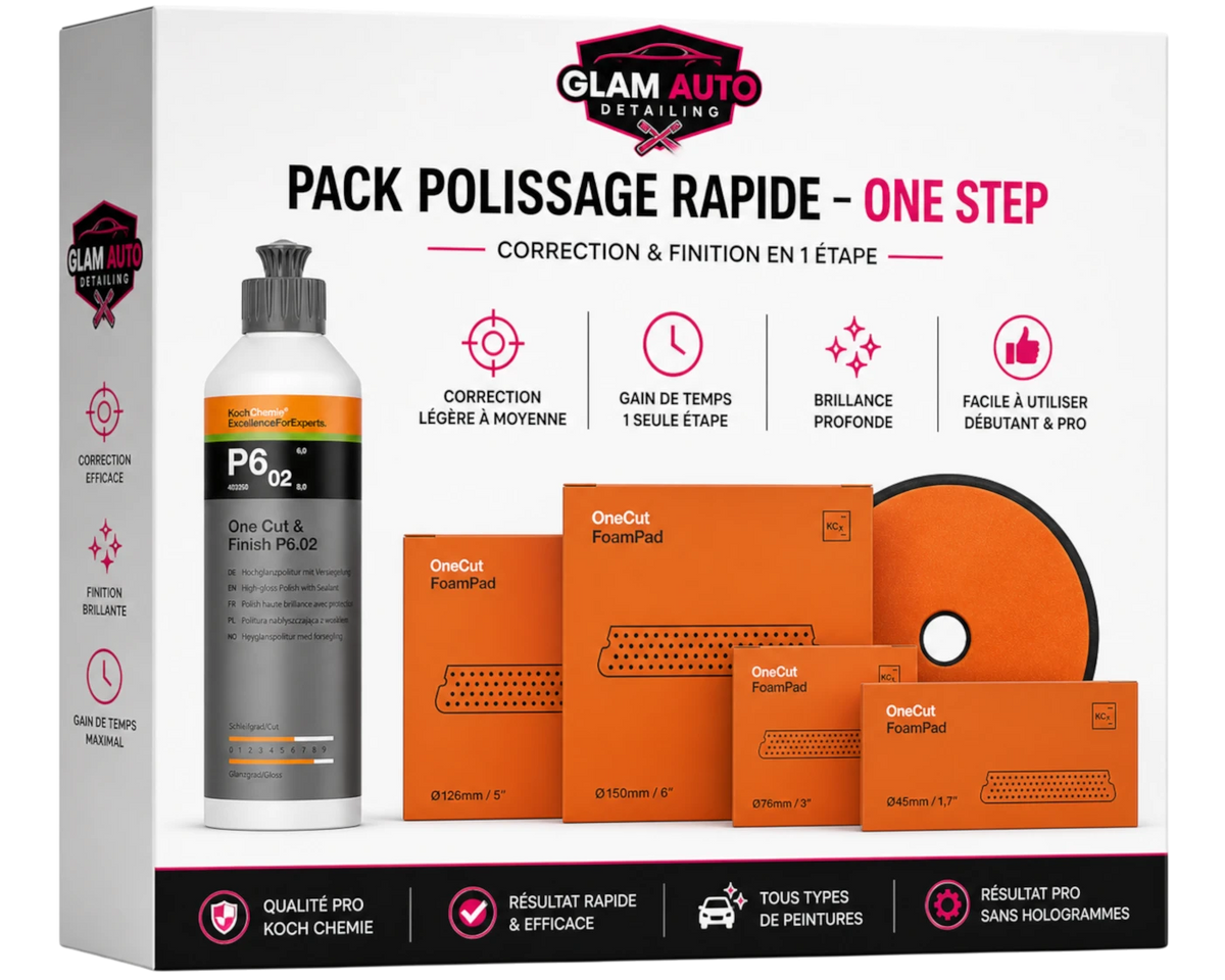 Pack de polissage rapide en une étape (One Cut & Finish P6.02 250 ml + pad 126 mm)