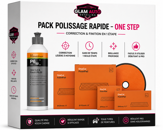 Pack polissage rapide One Step ( One Cut & Finish P6.02 250 ml + pad 126mm)