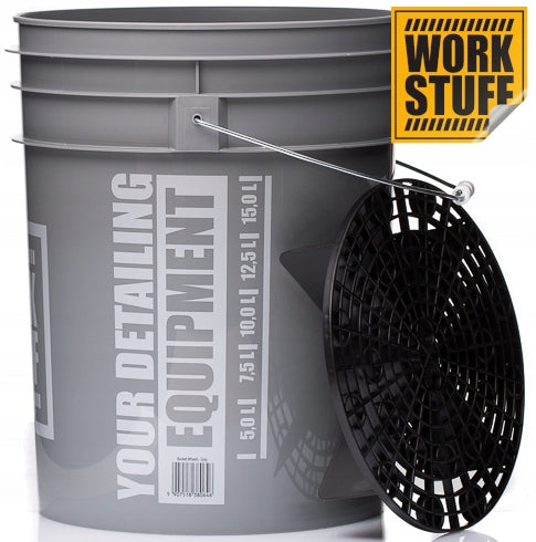 BUCKET GREY WHEELS + SEPARATOR BLACK - Seau lavage jantes 20 L