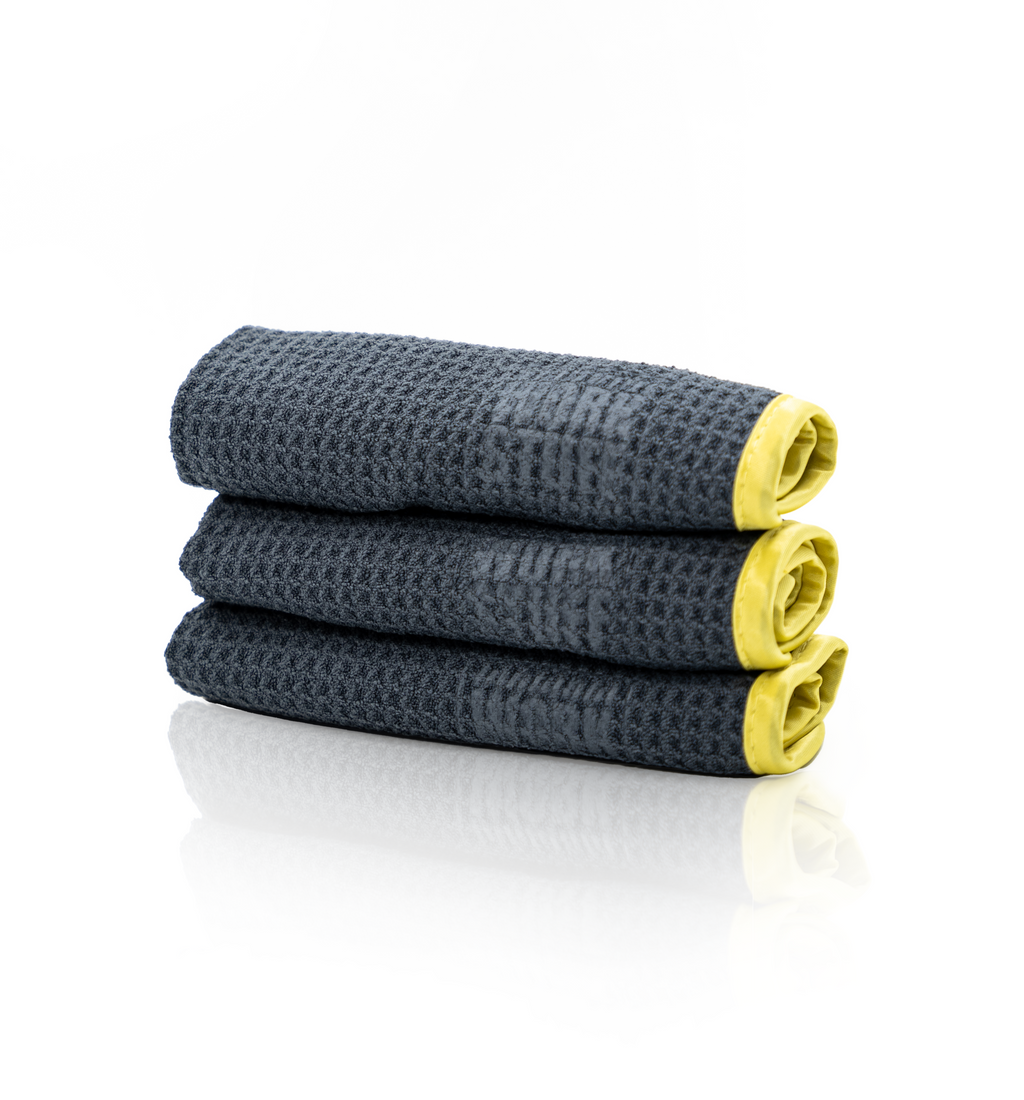 ZEPHYR WAFFLE TOWEL – Microfibres vitres gaufrées 35 × 35 cm (3 pièces)