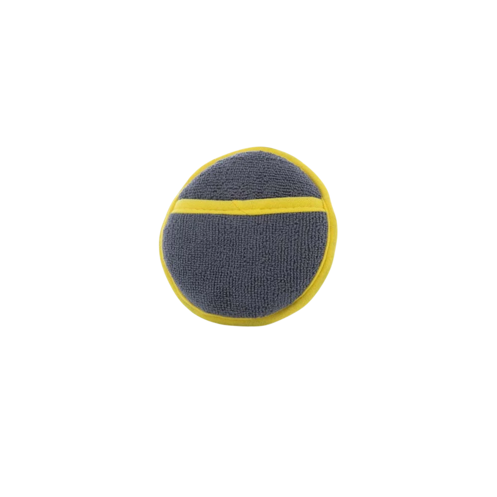 Tampon applicateur microfibre gris et jaune Glam auto Detailing pour le soin des plastiques intérieurs de voiture